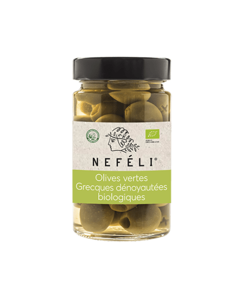 Olives vertes Grecques dénoyautées biologiques