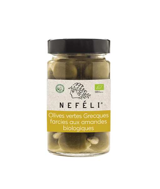 Olives vertes Grecques farcies aux amandes biologiques